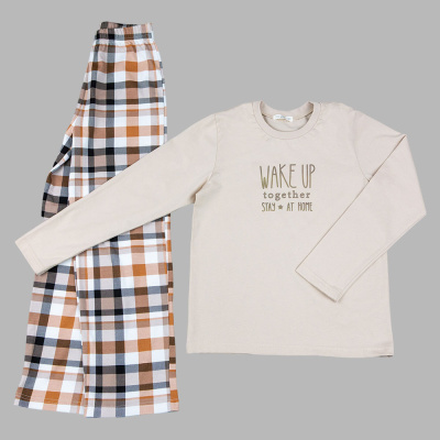 Пижама Клетка Чуди Кидс 612125Ц2-1 бежевый 01